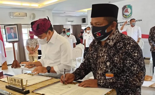Acara Ikrar Netralitas dan penandatanganan MoU Pengawasan Netralitas serta kode etik ASN dalam penyelenggaraan Pilkada tahun 2020, bertempat di ruang Rempegjogopati, Rabu (30/9) (tut).